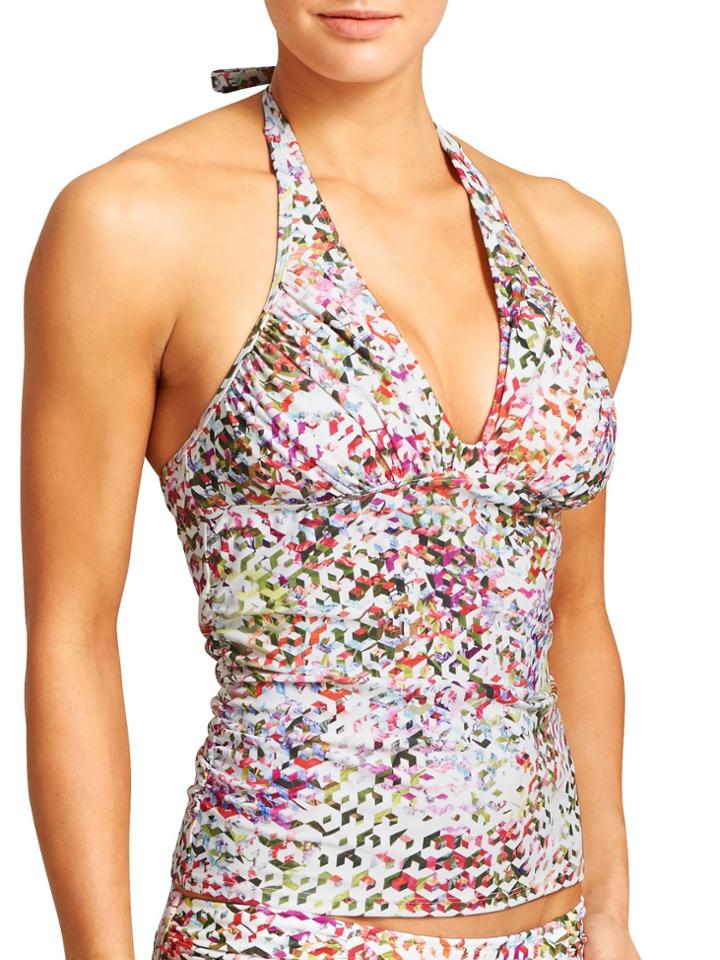 Kaleidoscope Shirred Halter Tankini