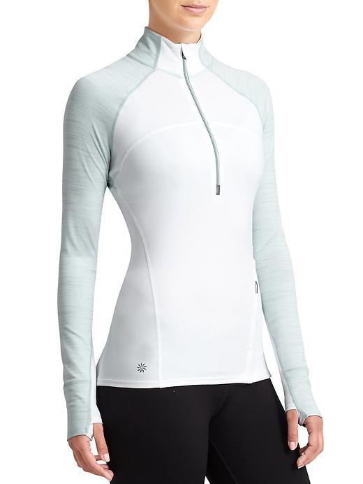 Athleta Womens Running Wild Half Zip 2.0 Size L Tall - Sterling Silver Heather