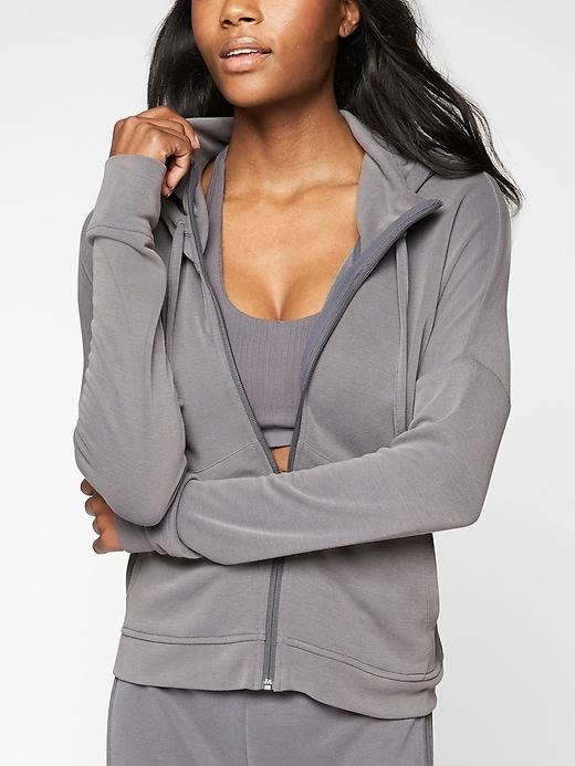 Athleta Womens Serenity Zip Hoodie Silver Bells Size Xs