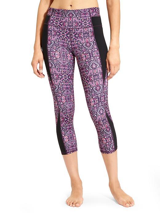 Athleta Womens High Rise Tapestry Chaturanga Capri Size L Tall - Purple Drama