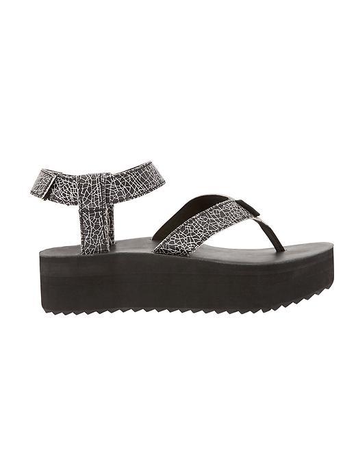 Athleta Womens Flatform Crackle Sandal Size 10 - Black