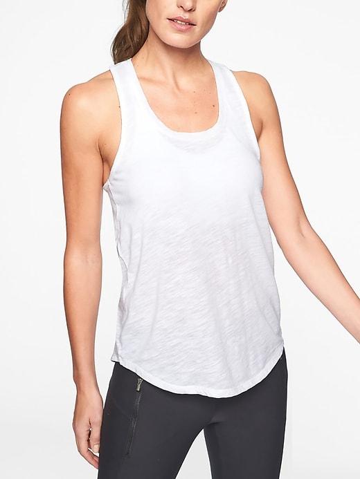 Athleta Womens Organic Daily Racerback Tank Bright White Size S