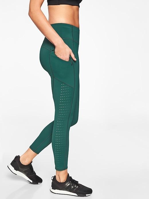 Athleta Womens Laser Cut Contender Tight Dark Jade Size Xxs