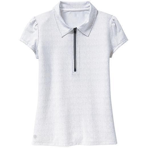 Athleta Printed Gravity Polo - Moon Grey Herringbone