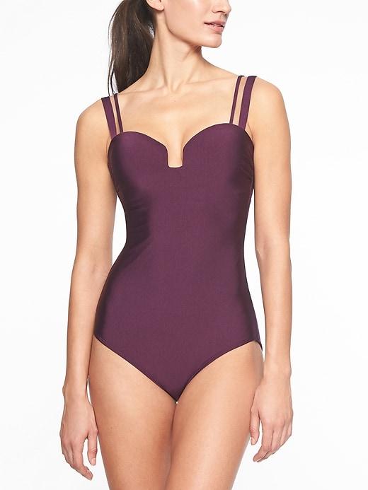 Athleta Womens Aqualuxe Molded Square Plunge One Piece Wild Bloom Size Xxs