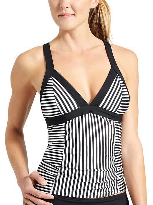 Athleta Womens Montauk Stripe Tankini Size L - Black