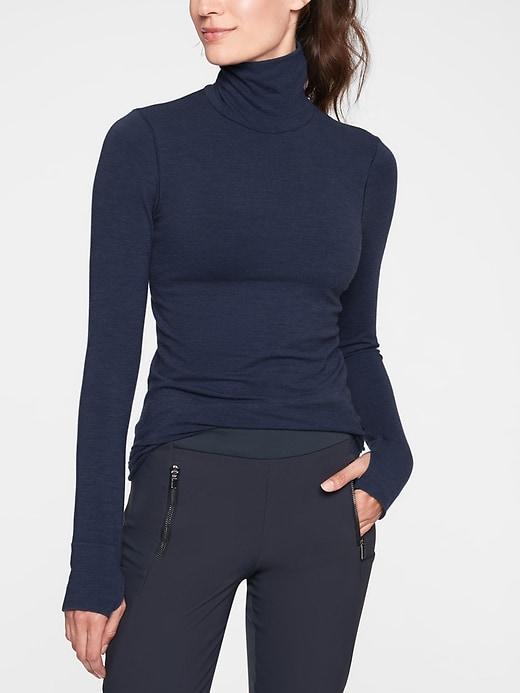 Athleta Womens Foresthill Turtleneck Navy Size M