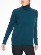Athleta Womens Bedford Wool Cashmere Turtleneck Sweater Dark Caribe Teal Size S