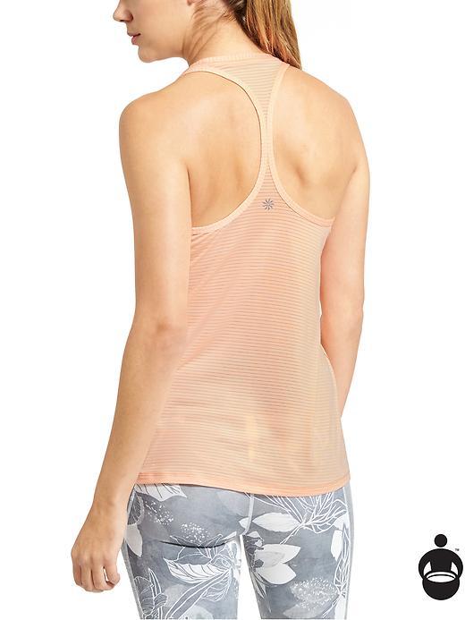 Athleta Womens High Neck Shadow Stripe Chi Tank Size S Tall - Energetic Peach