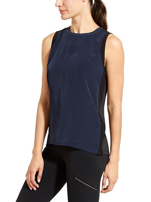 Athleta Womens Colorblock Mixed Media Tank Size L - Navy/black