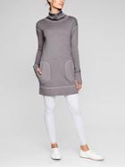 Athleta Womens Eco Wash Turtleneck Sweatshirt Dress Silver Bells Size Xl