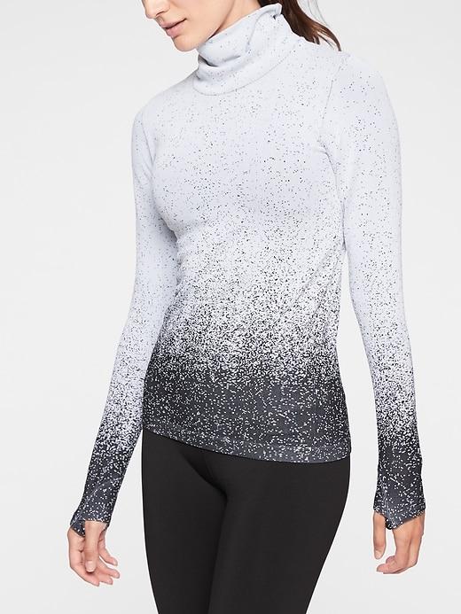 Athleta Womens Flurry Base Layer Ombr&#233 Turtleneck Black/ Bright White Size Xs
