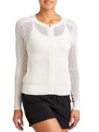 Athleta Womens Mesh Zip Sweater Size L - Bright White