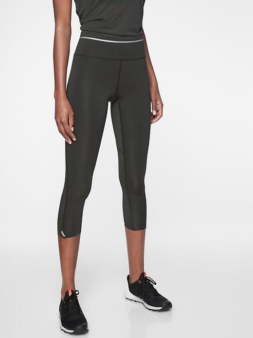 Athleta Womens Sonic Capri Black Olive Size L
