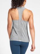 Athleta Womens Airy Essence Tank Size M Tall - Slate Grey Heather/bright White