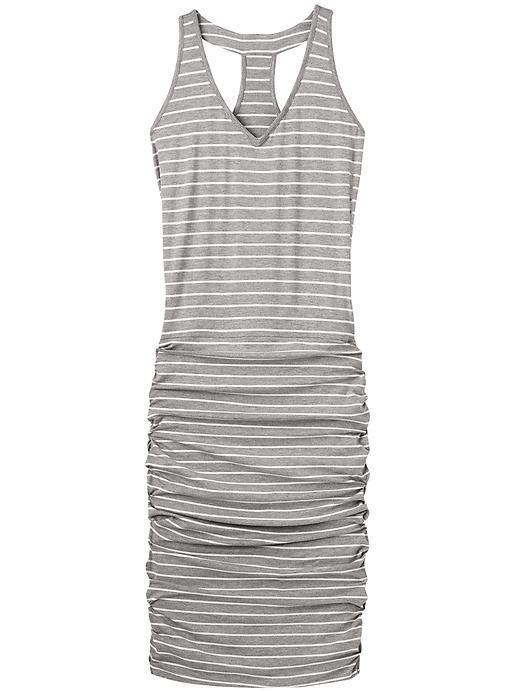 Athleta Womens Striped Tee Racerback Dress Size L Tall - Grey Heather