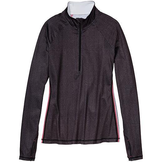 Athleta Sierra Thermal Herringbone Half Zip - Flint Grey Herringbone