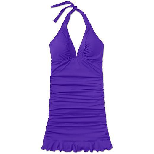Athleta Shirrendipity Halter Swim Dress - Electric Purple