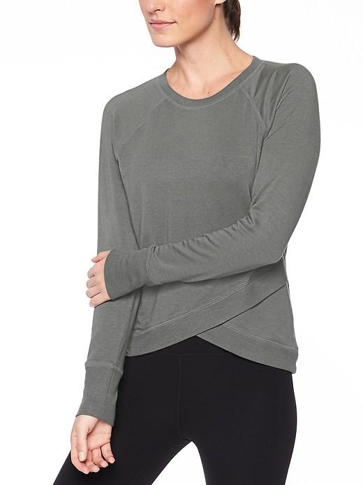 Athleta Womens Criss Cross Sweatshirt Herb Olive Size Xxs