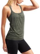 Athleta Womens Shadow Stripe Energize Tank Size L Tall - Jasper Green