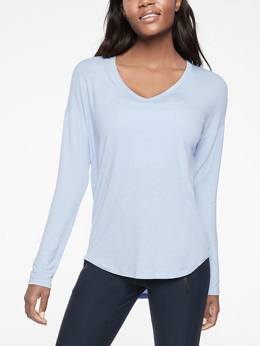 Athleta Womens Cloudlight Relaxed Top Zen Blue Size Xxs