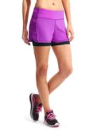 Athleta Womens Ready Set 2 In 1 Short 4&quot; Size L - Jazzy Purple/navy