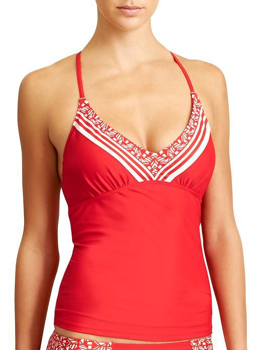 Athleta Womens Encinitas Tankini Size 32b/c Tall - Saffron Red Border
