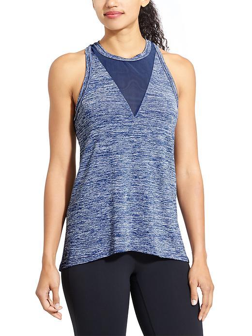 Athleta Womens Utopia Tank Iron Blue Heather Size L