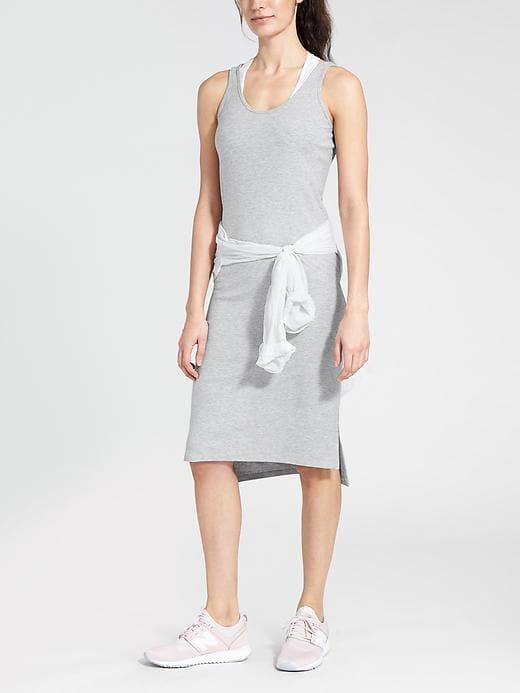 Athleta Womens Mesh Midi Dress Grey/ White Size S