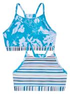Athleta Girl Reversible Tropical Stripe Bikini Top