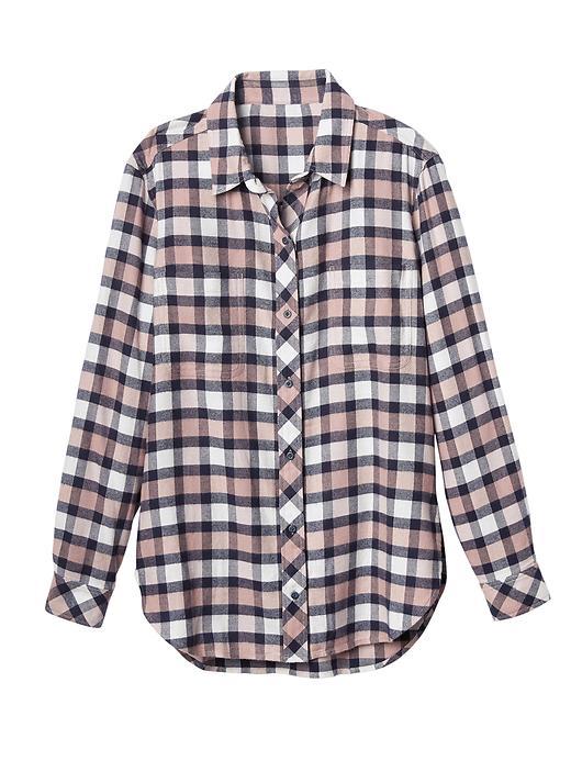 Athleta Womens Lumberjill Shirt Size L Petite - Sea Salt/navy