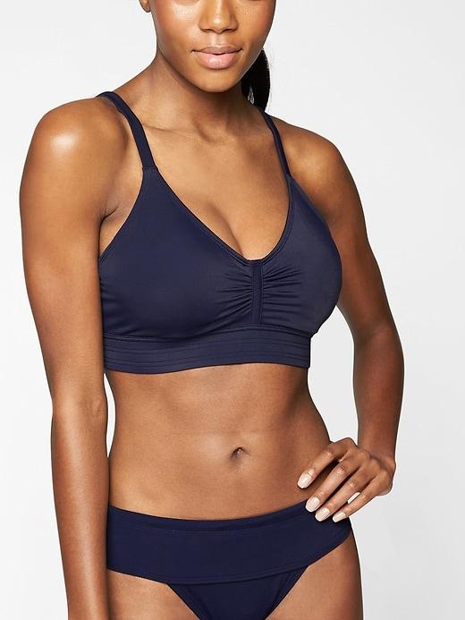 Athleta Womens Stitched Band Bikini Top Dress Blue Size 40b/c