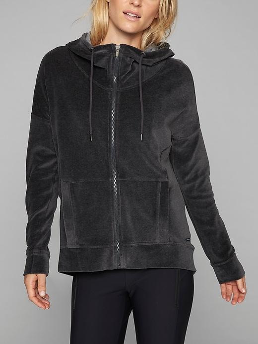 Athleta Womens Velour Hoodie Charcoal Grey Heather Size Xxs