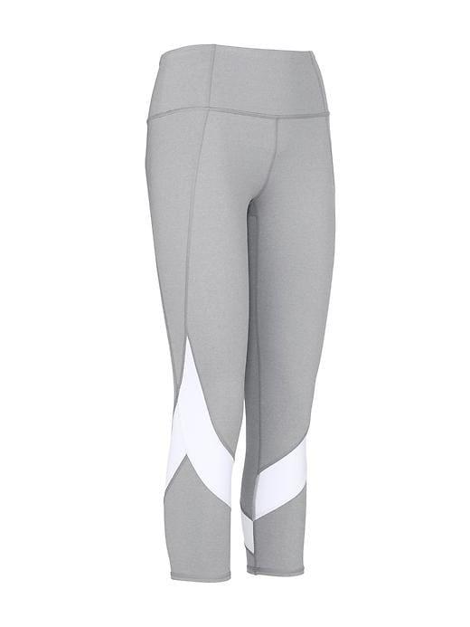 Athleta Womens Colorblock Mesh Salutation Capri Size L - Cobblestone Grey Heather