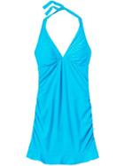 Athleta Womens Shirrendipity Halter Swim Dress Size S - Bora Bora Blue