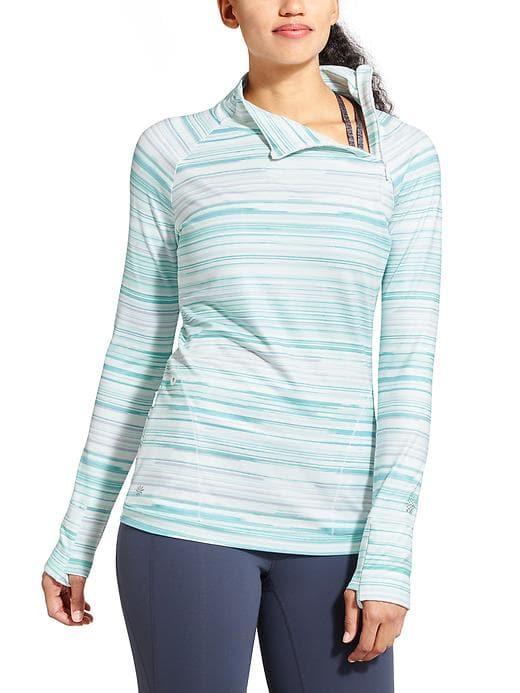 Athleta Womens Stripe Superluxe Half Zip Multi Size L