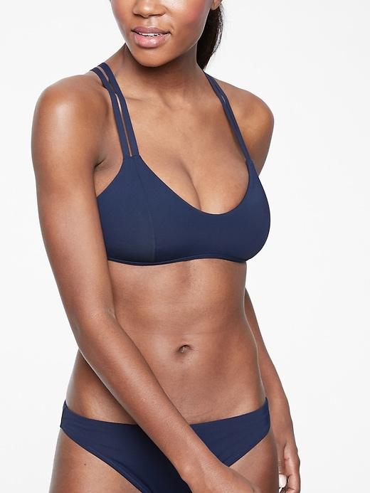Athleta Womens Sporty Strappy Back Bikini Dress Blue Size S