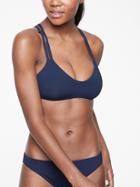 Athleta Womens Sporty Strappy Back Bikini Dress Blue Size S