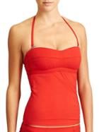 Athleta Womens Textural Bandeau Tankini Size L - Saffron Red