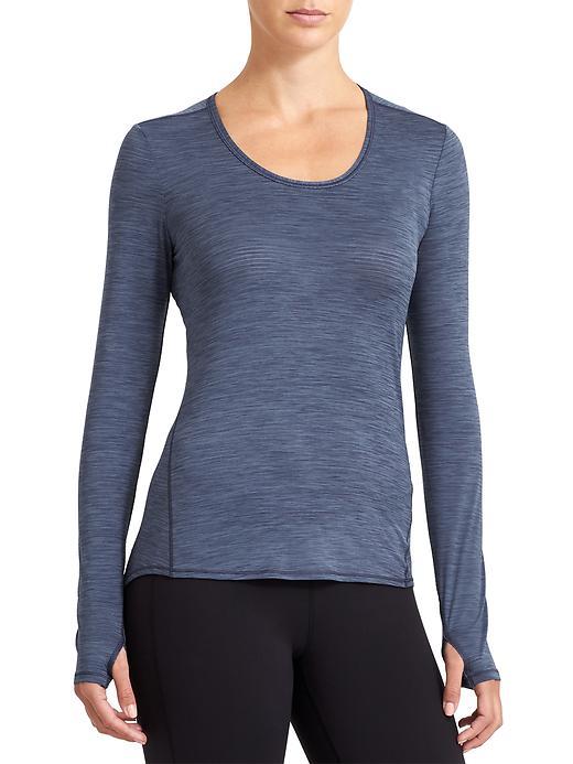 Athleta Womens Shadow Stripe Chi Top Size L Tall - Iron Blue