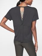 Athleta Womens Cloudlight Open Back Tee Black Size S