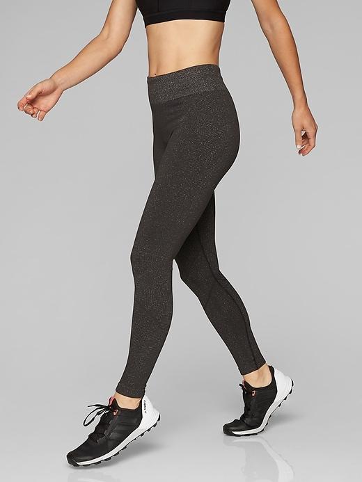 Athleta Womens Shimmer Seamless Tight Espresso Size L