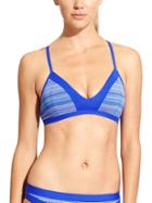 Athleta Womens Veracruz Stripe Bikini Size L - Caspian Blue