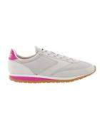 Athleta Womens Varsity Vanguard Shoe By Brooks Silver Grey/white Sand/fuschia Red/white Size 8.5