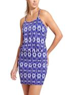 Athleta Womens Aqualuxe Print Swim Dress Amalfi Blue Ikat Size M