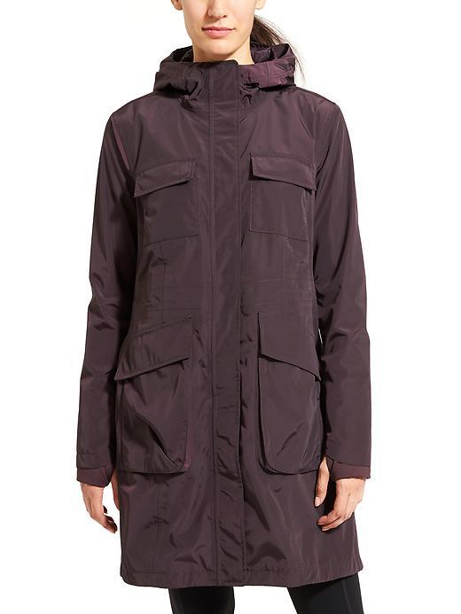 Athleta Womens Downpour Coat Size L Petite - Wild Raisin