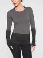 Athleta Womens Flurry Colorblock Base Layer Top Silver Bells/ Black Size Xs