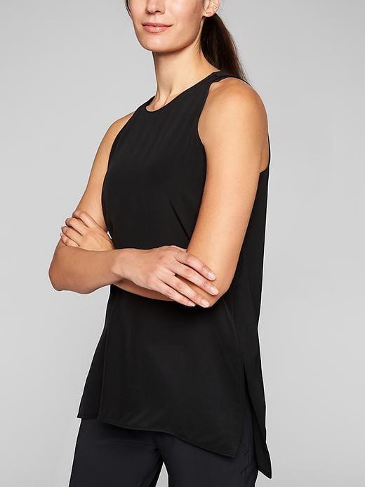 Athleta Womens Washable Silk Side Slit Cya Tank Black Size Xxs