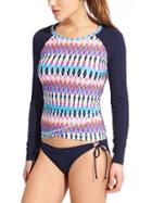 Athleta Womens Boscabell Criss Cross Rashguard Size M - Multi Ikat