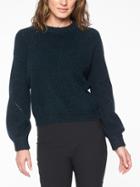 Athleta Womens Wool Cashmere Lucca Sweater Black/ Dark Caribe Teal Size Xxs